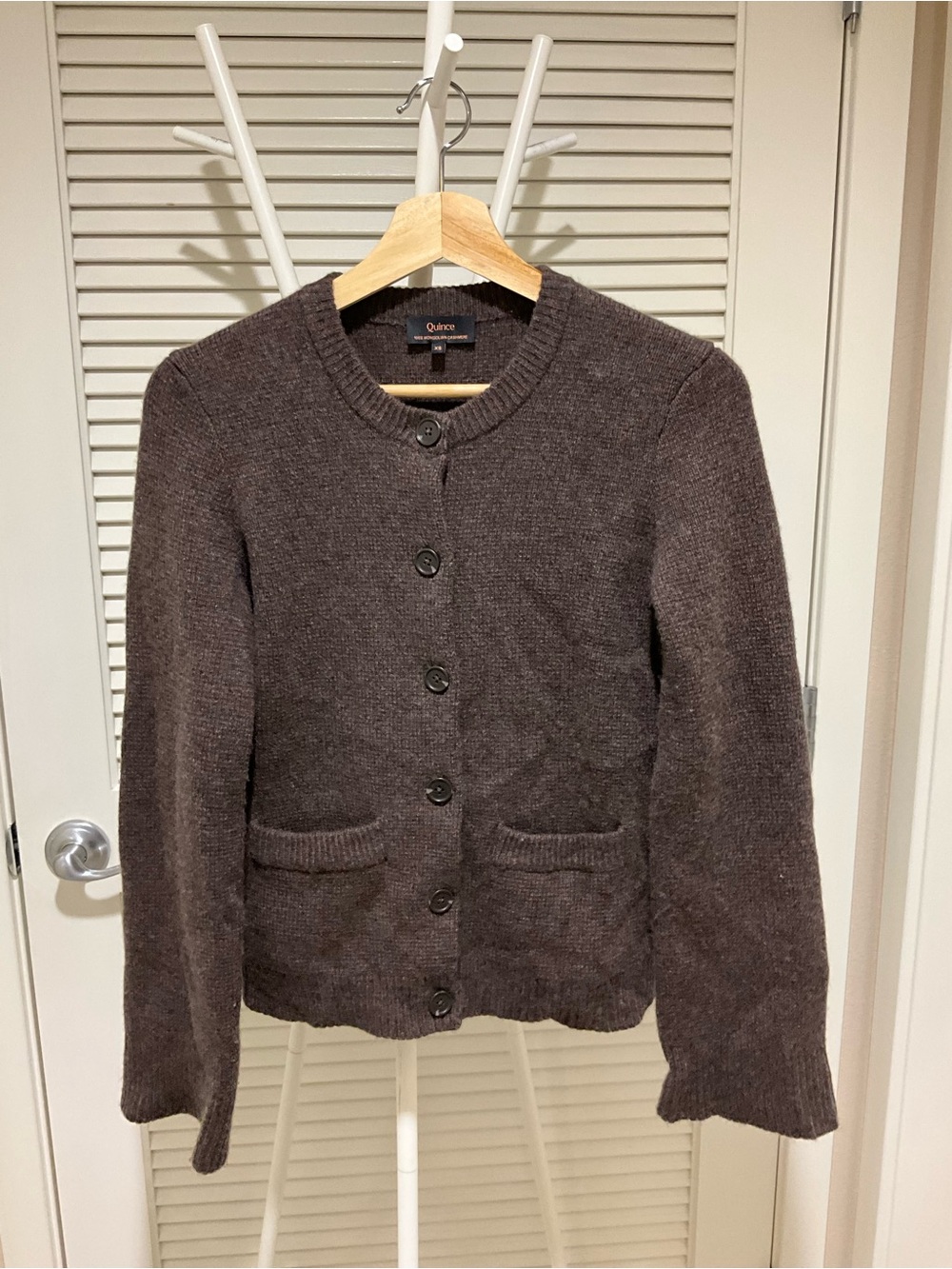 Quince Mongolian Cashmere Structured Cardigan brown XS - Picture 2 of 6